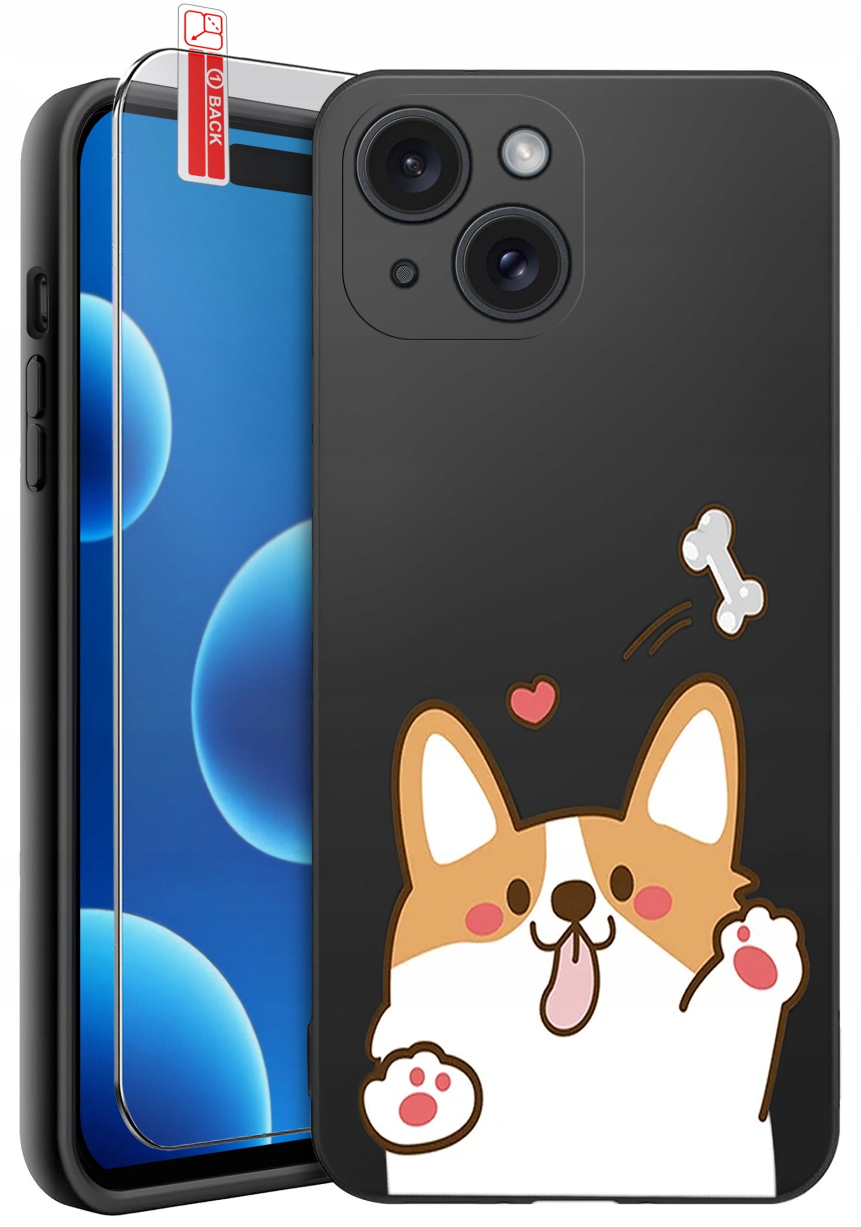 ETUI do iPhone 15 | WZORY | SILIKONOWE MATT CASE + SZKŁO 9H