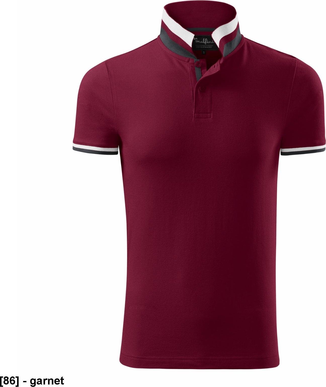 MALFINI Collar Up 256 - ADLER - Koszulka polo męska, 215 g/m, 100% bawełna, - garnet 2XL
