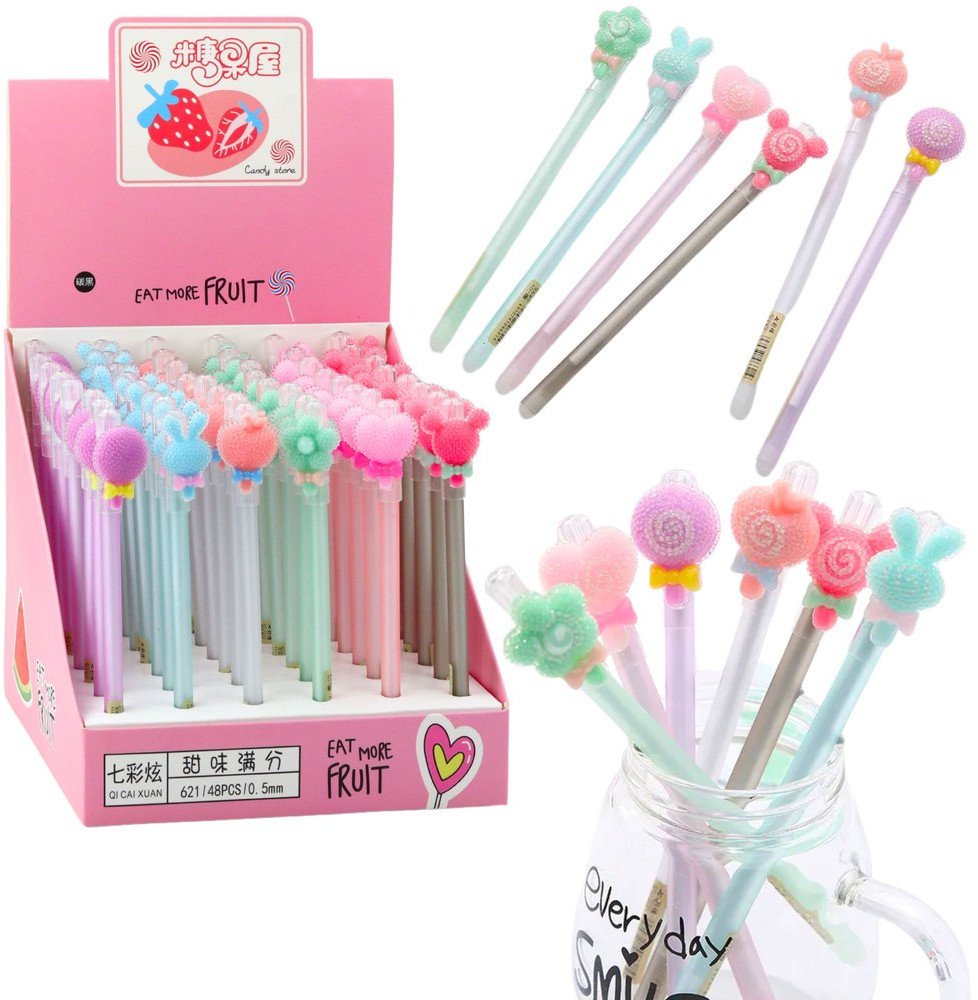 Długopis Żelowy Z Gumką Do Zmazywania Zatyczka W Diamenciki 0.5mm