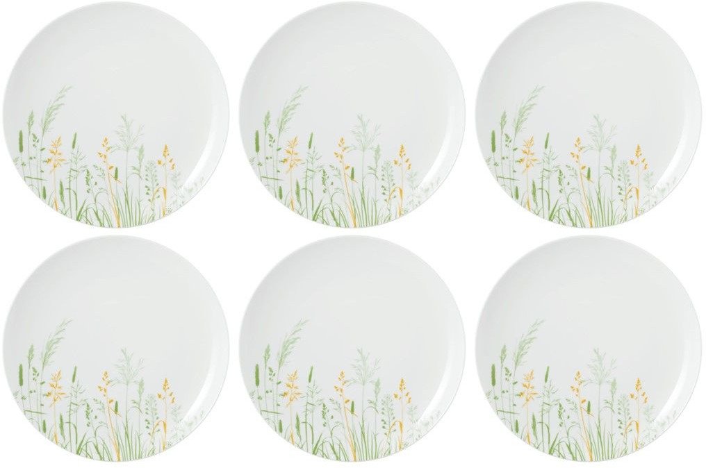 La Porcellana Bianca MEADOW GRASSES GREEN Zestaw 6 talerzy do sałatek 22.5 cm