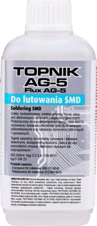 AG TermoPasty TOPNIK AG-5 W PŁYNIE DO LUTOWANIA SMD 100ML