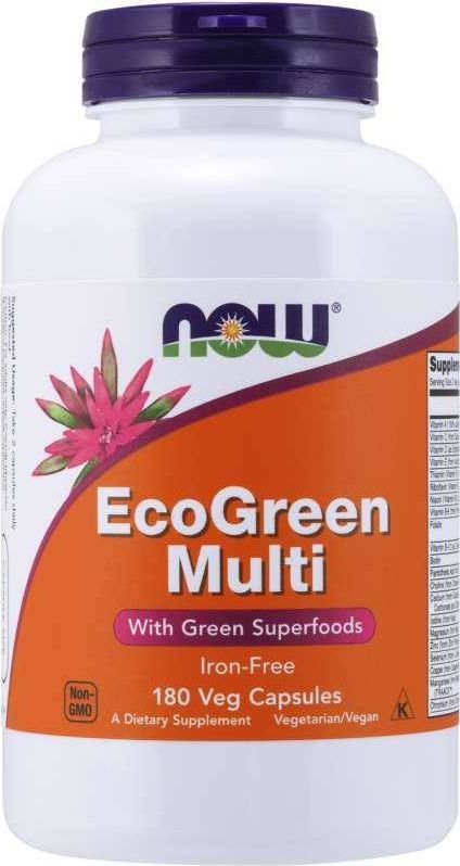 NOW Foods NOW Foods - Multiwitaminy EcoGreen Multi, Bez Żelaza, 180 vkaps