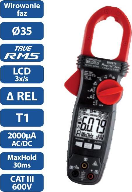 Brymen Miernik cęgowy 600A AC/DC TRMS