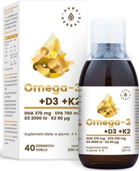 Aura Herbals Omega 3 + D3 + K2mk7 suplement diety 200ml