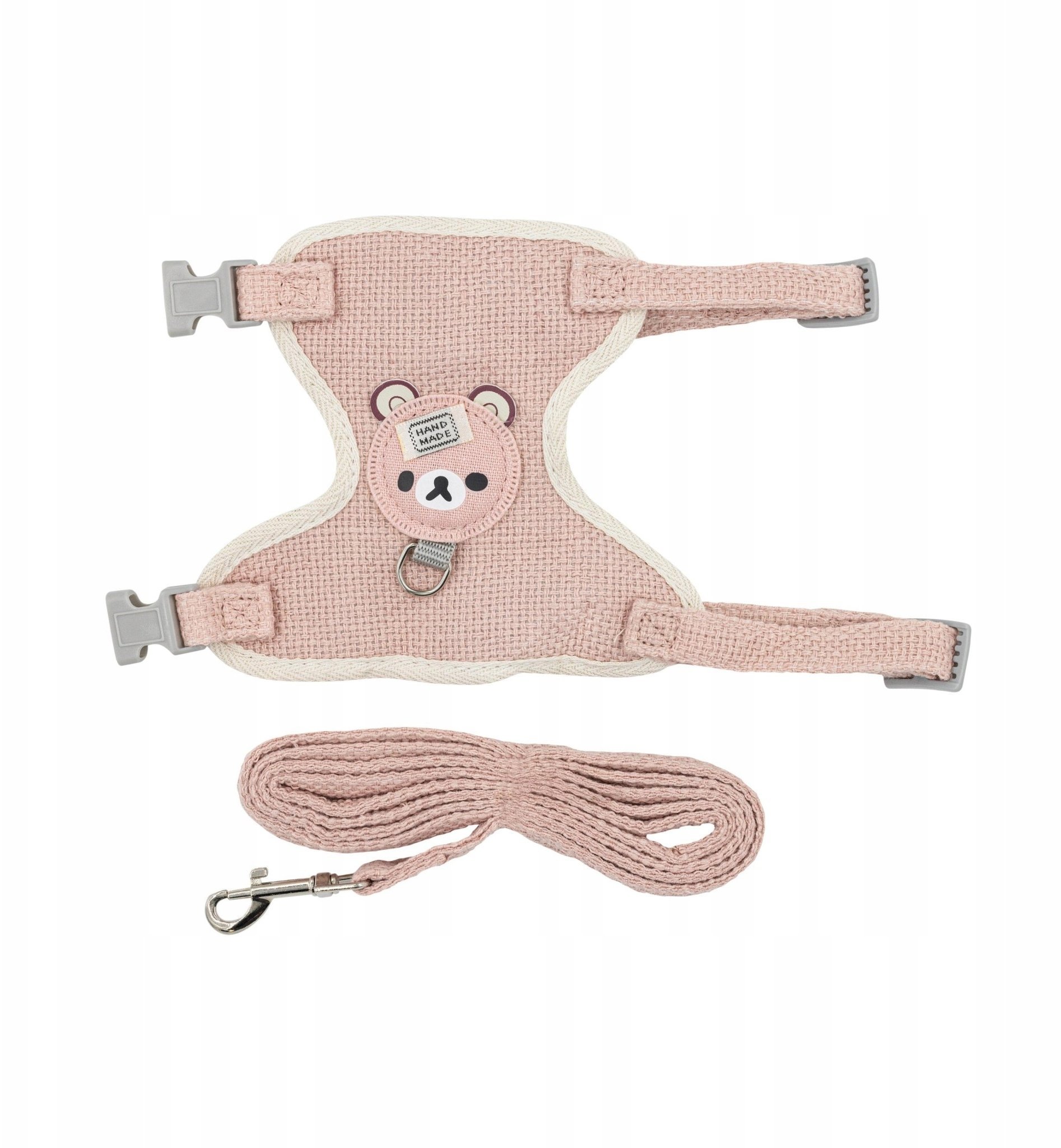 Zestaw, szelki+smycz, dla psa/kota, różowe, poliester/bawełna, dł. smyczy 1,2m, rozmiar M