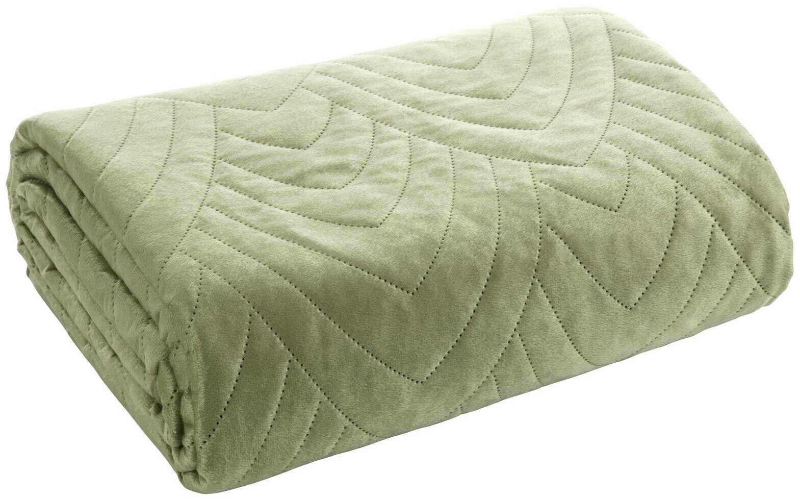 Narzuta welurowa LUIZ6 pikowana 220x240 hot press j. zielona na łóżko