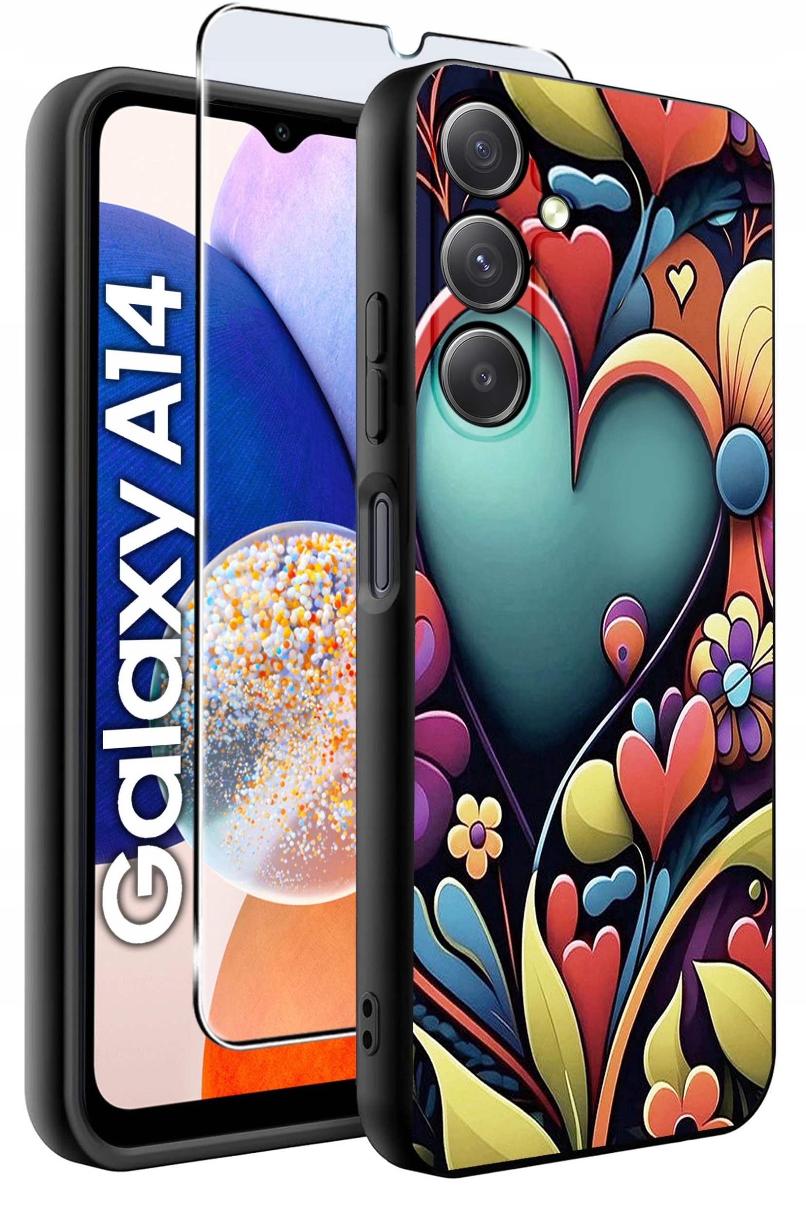 ETUI do Samsung A14 5G WZORY | SILIKONOWE MATT CASE + SZKŁO HARTOWANE 9H