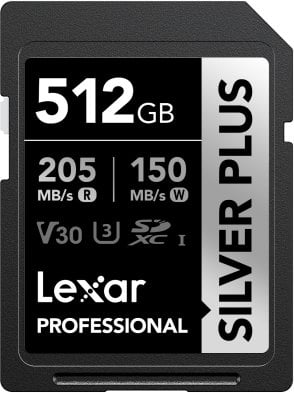 Karta Lexar Professional Silver Plus SDXC 512 GB Class 10 UHS-I/U3 V30 (LSDSIPL512G-BNNNG)