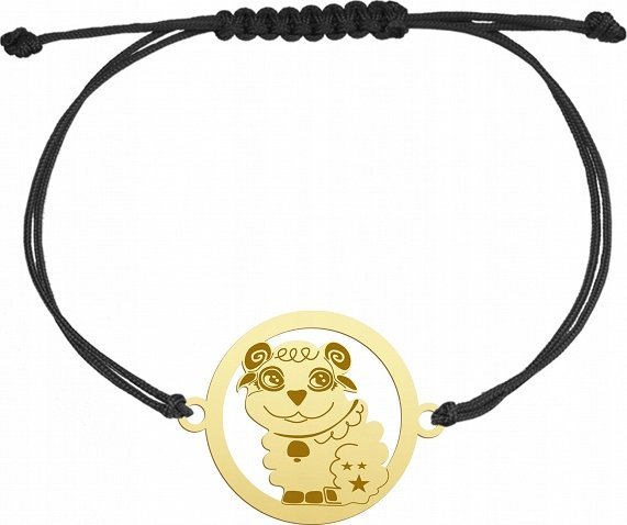 Radziszewska Jewellery Złota Bransoletka z Owieczką Sznurek 925 Grawer Dedykacja Prezent Dziecko