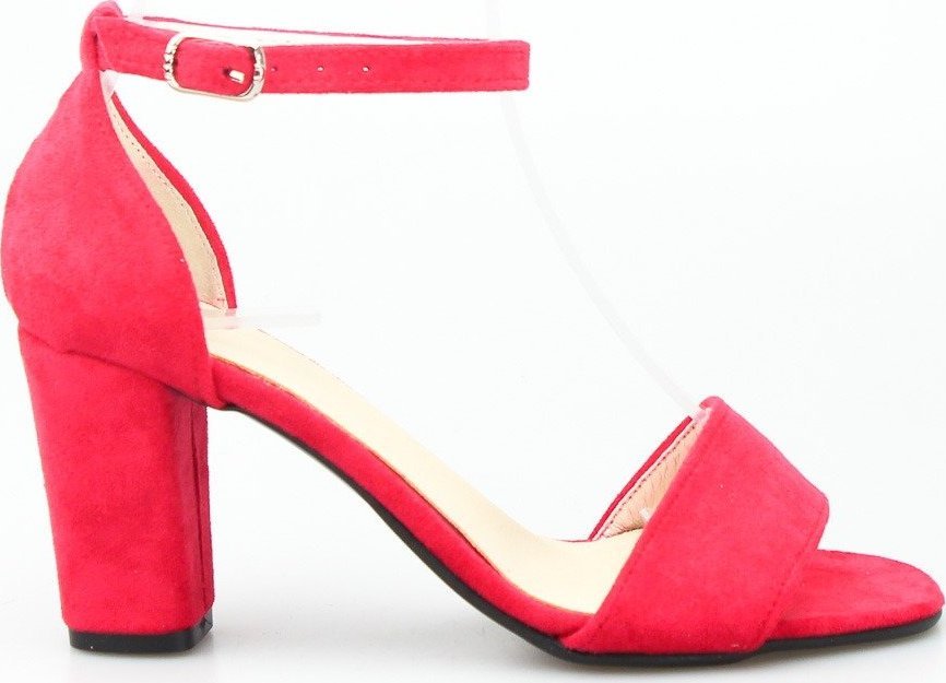 Optimo Sandały zamszowe na słupku czerwone Optimo-39