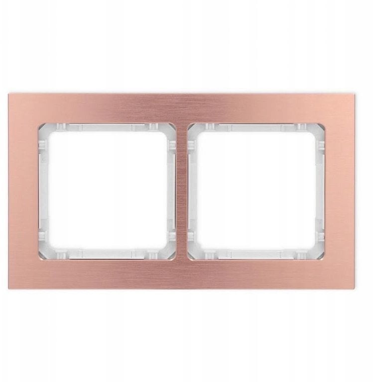 DECO Ramka uniwersalna podwójna - aluminium szczotkowane (ramka: kolor miedziany spód: biały) 9-0-DRA-2