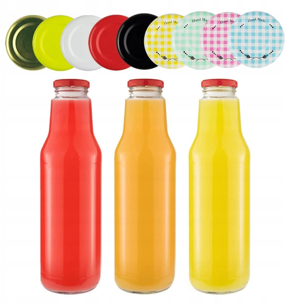 Bimberek 5x Butelki Na Sok KUBUŚ soczek 750ml Butelka Szklana + WIECZKO 0,75l