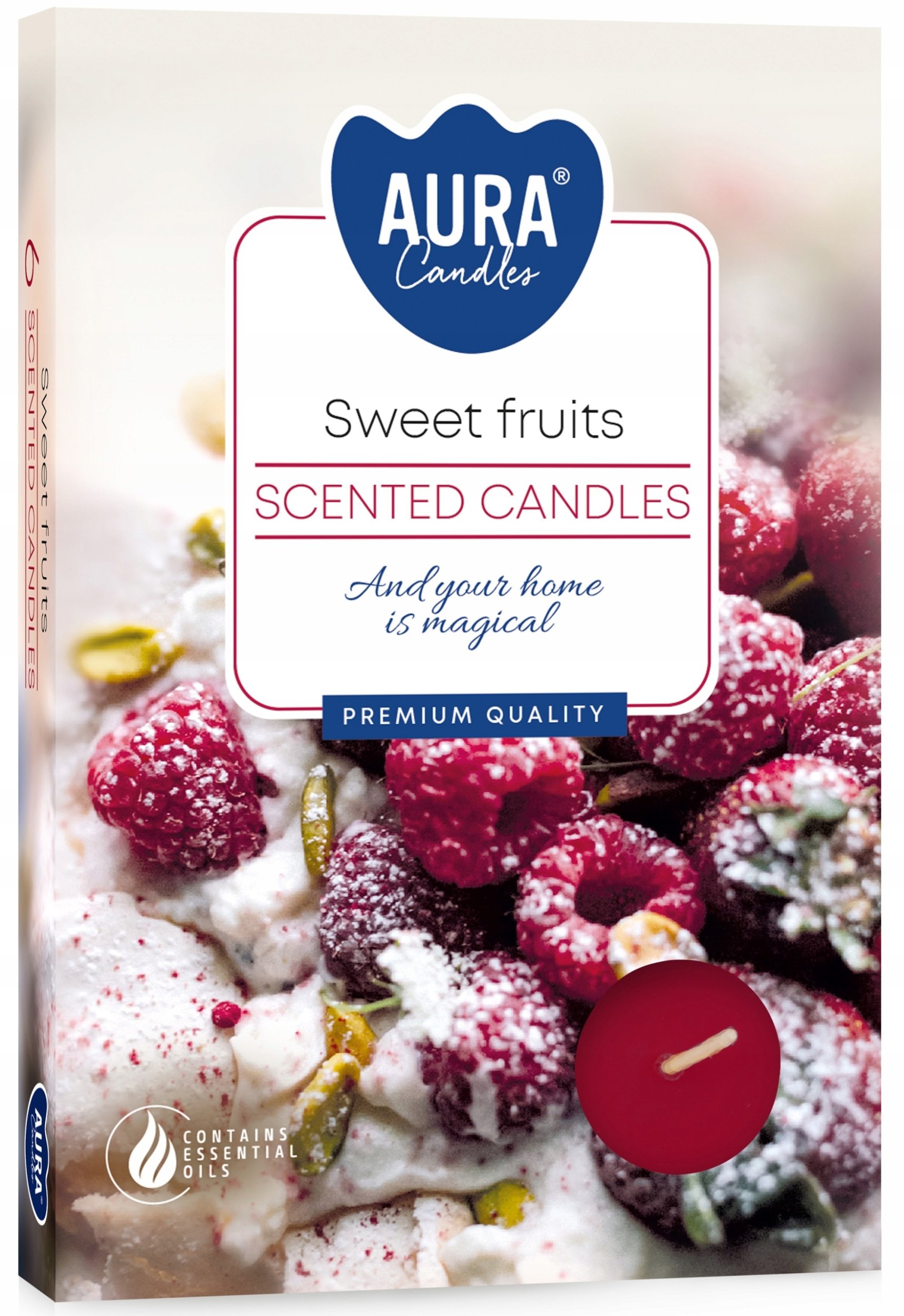 Świeczki podgrzewacze tealight parafinowe Słodkie Owoce 6szt Aura