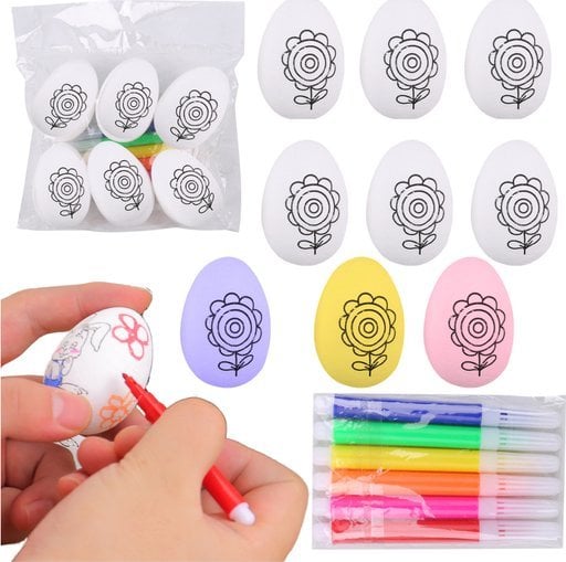 Jajka Wielkanocne Styropianowe Do Malowania Pisaki Wzór Kwiat C 6szt