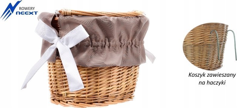 NEEXT Koszyk wiklinowy rowerowy zawieszany z wkładem mat