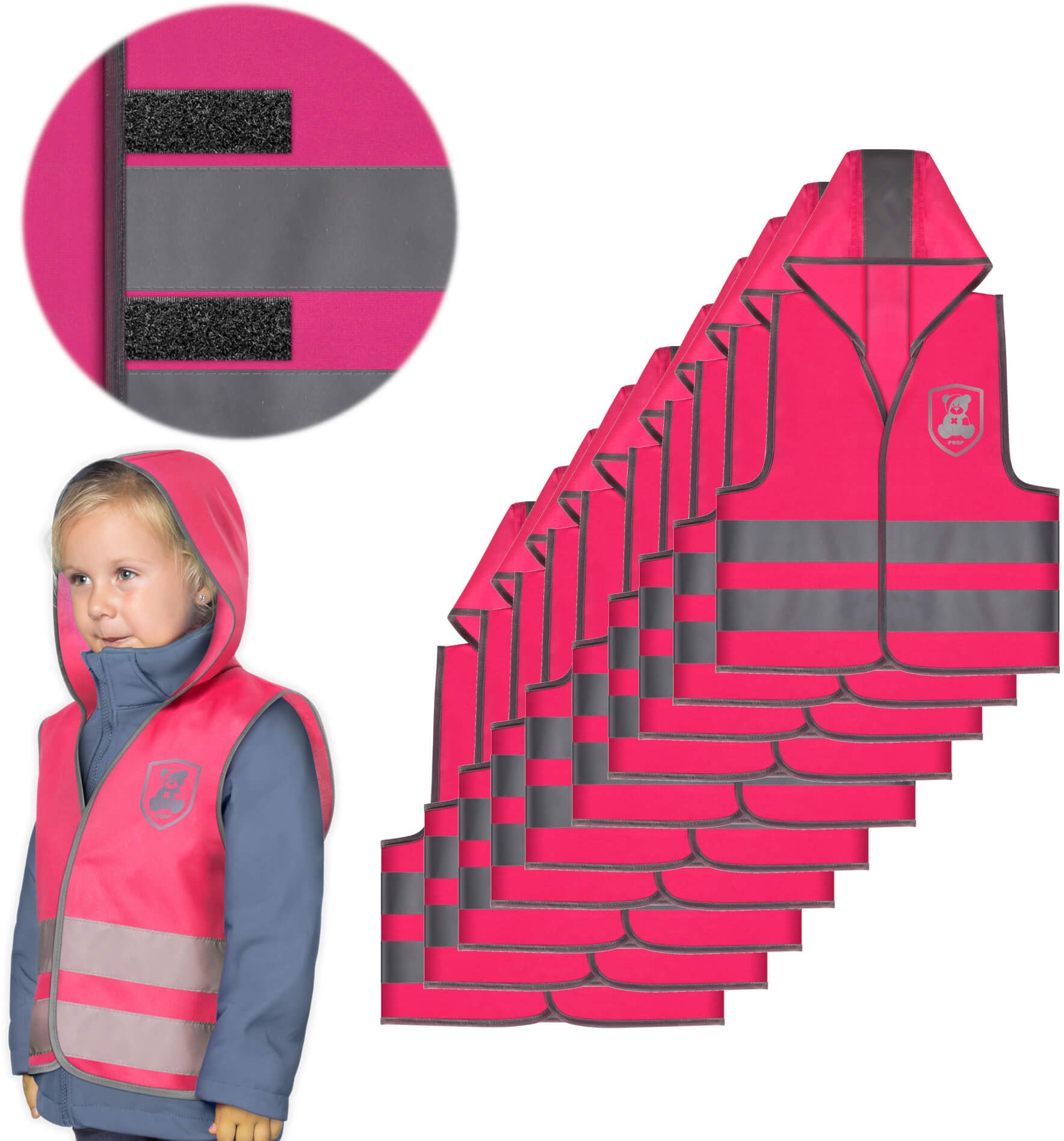Kamizelka odblaskowa ostrzegawcza kapturem dla dzieci 80-130cm 3-6lat 10szt