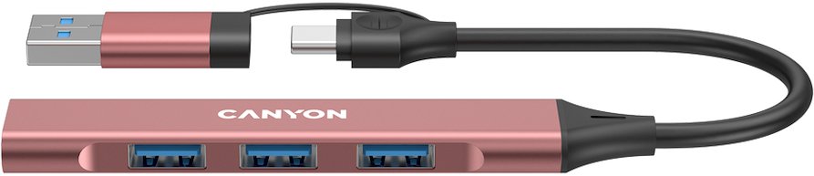 CANYON HUB DS-02 4 w 1 USB-A/C Różowy