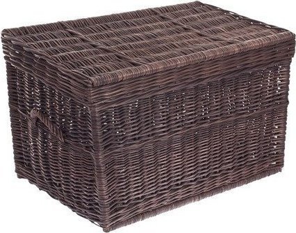 WickerPL Kufer Wiklinowy skrzynia wiklinowa Ciemny Brąz z wiekiem kosz na zabawki 60x39 H39 cm