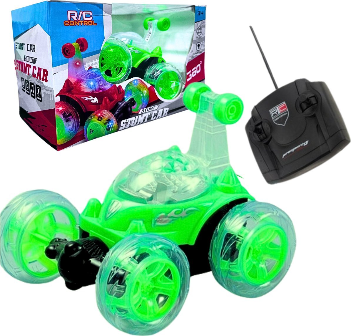 Duże Auto Twister Akrobata 360 Tańczący Samochód Kaskader Zielony