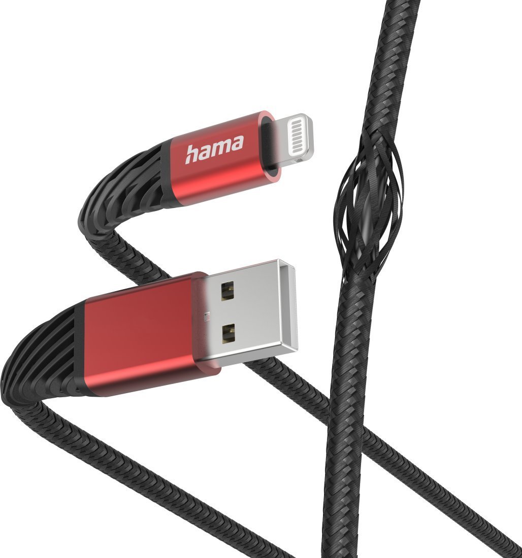 Kabel USB Hama USB-A - Lightning 1.5 m Czarno-czerwony (002015380000)