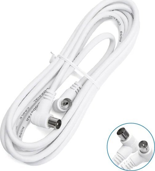 Kabel Aigostar Kabel antenowy kąt prosty 3 m biały Kabel antenowy kąt prosty 3 m biały
