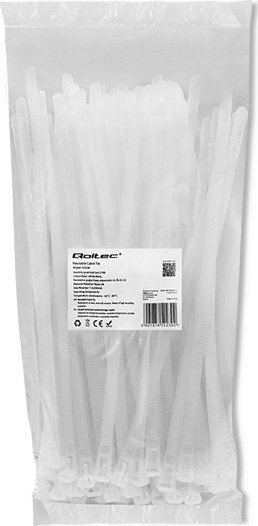 Organizer Qoltec Opaski zaciskowe wielorazowe/trytytki | 7.2*250mm | Nylon UV | Białe