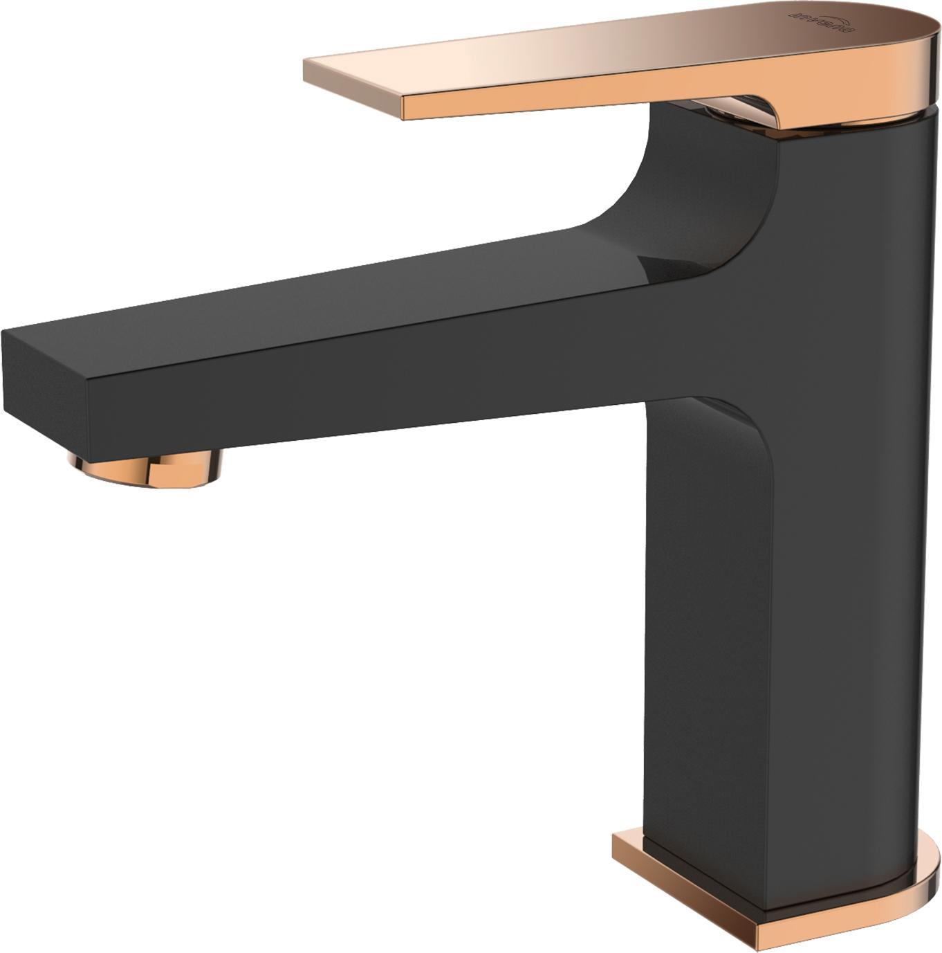 Bateria umywalkowa Invena stojąca czarny mat + różówe złoto (BU-35-014)