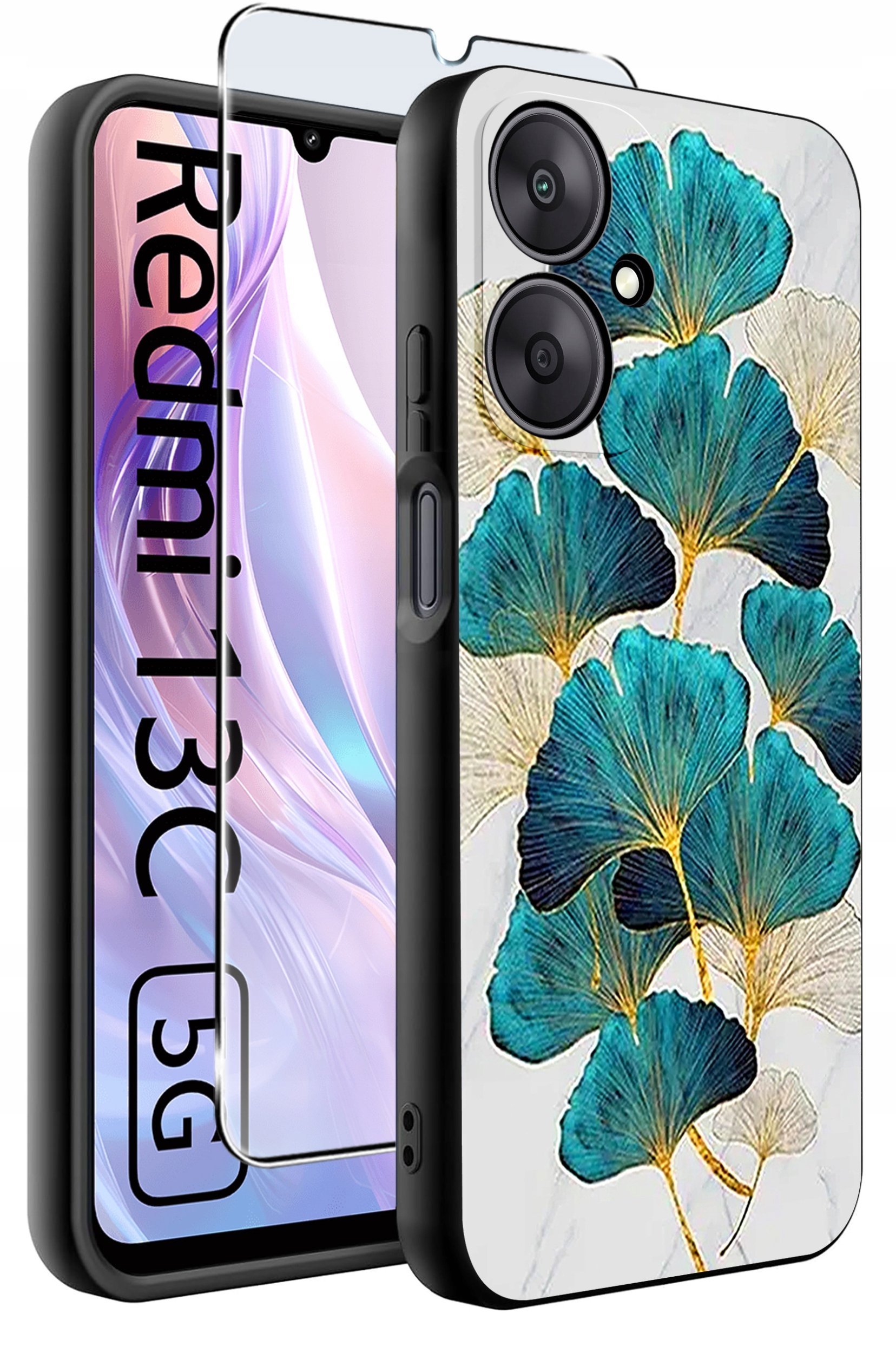 ETUI do Xiaomi Redmi 13C 5G WZORY |SILIKONOWE MATT CASE +SZKŁO HARTOWANE 9H