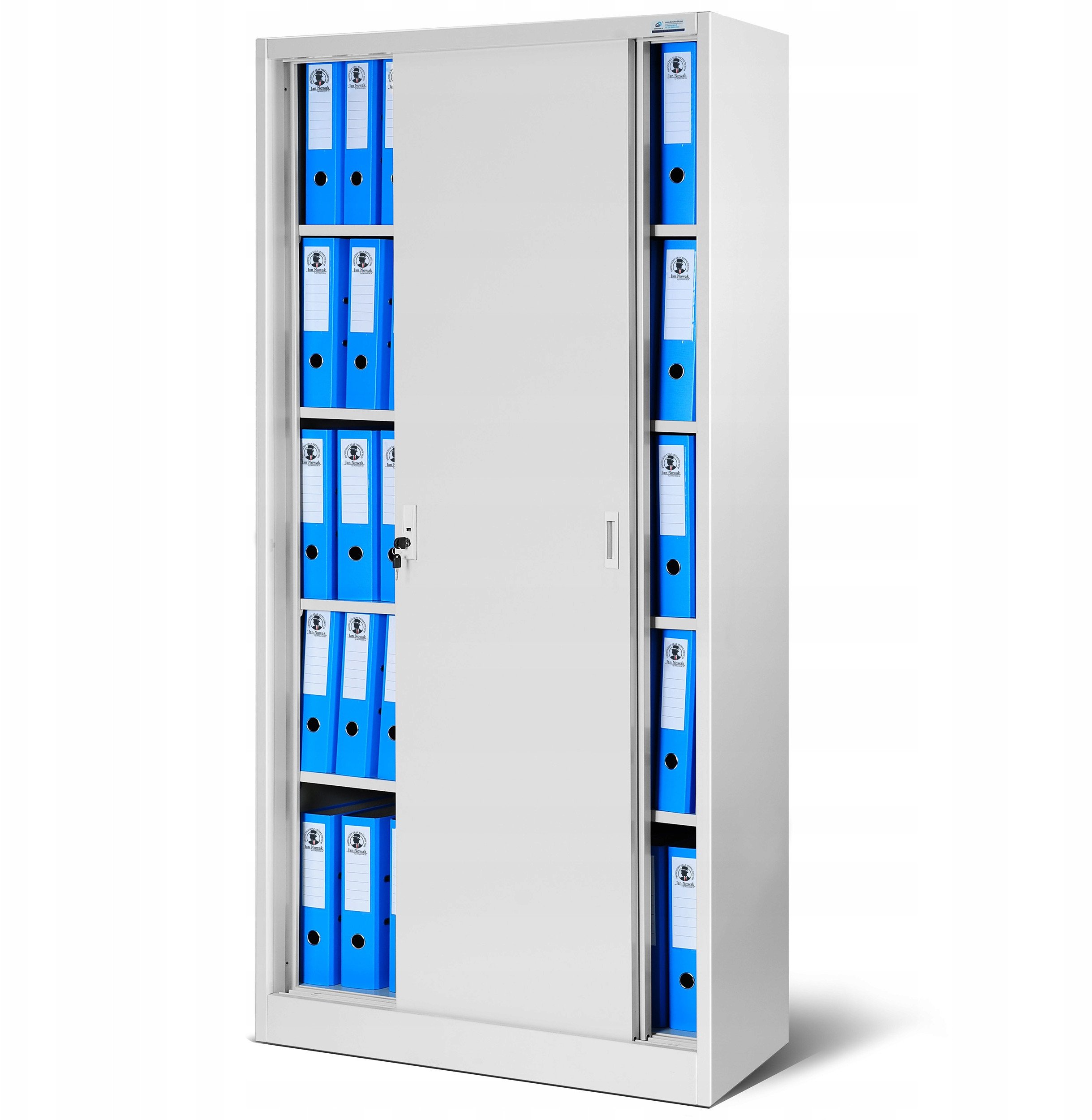 Aktenschrank, Schiebetürenschrank, Metallschrank KUBA, 900 x 1850 x 400 mm, grau