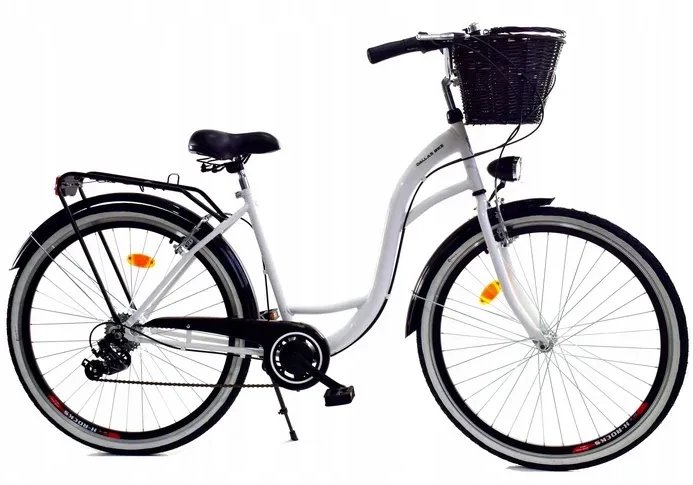 Dallas Bike Rower Dallas City 28" 7spd - biały z czarnym + kosz wiklina