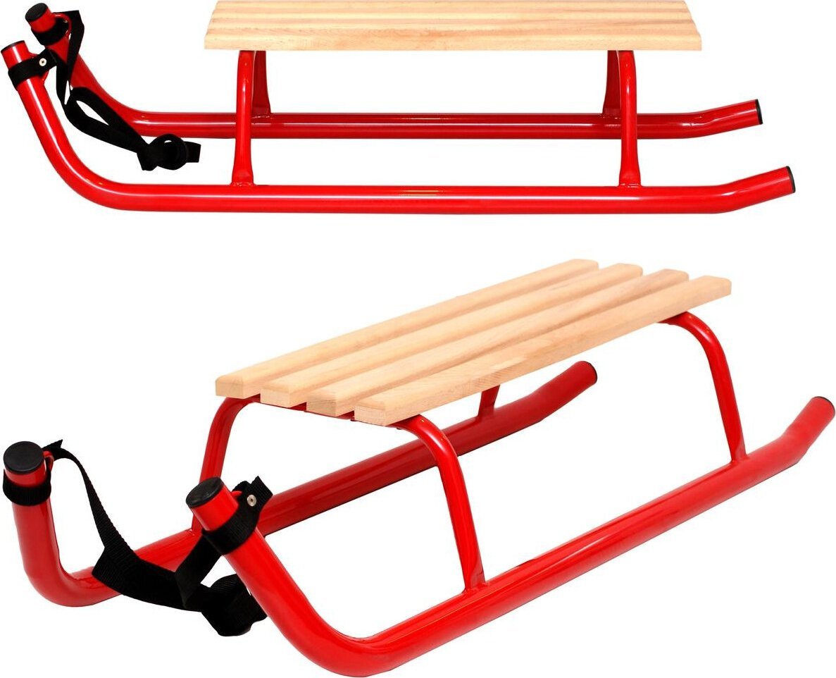 Enero Sanki zimowe rekreacyjne metalowe kuligowe 2 osobowe wzmocnione czerwone