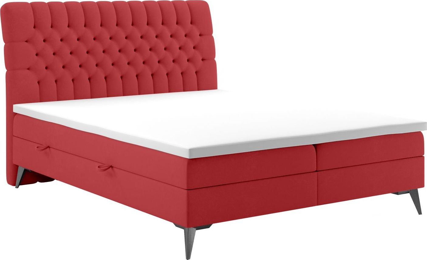 LAVERTO Łóżko kontynentalne BETAFO 160x200 bordowe velvet z pojemnikiem