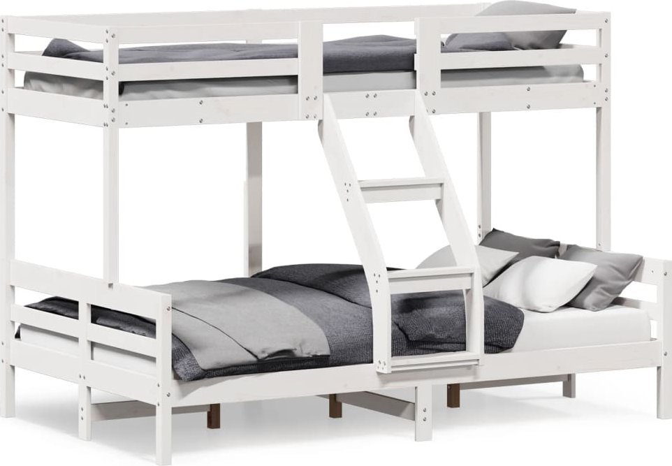 vidaXL vidaXL Łóżko piętrowe, 80x200/120x200 cm, białe, lite drewno sosnowe