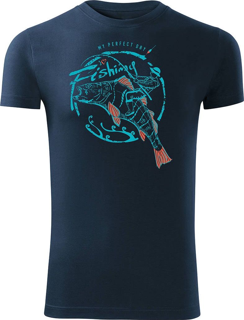 Topslang Koszulka dla wędkarza męska granatowa Slim XL