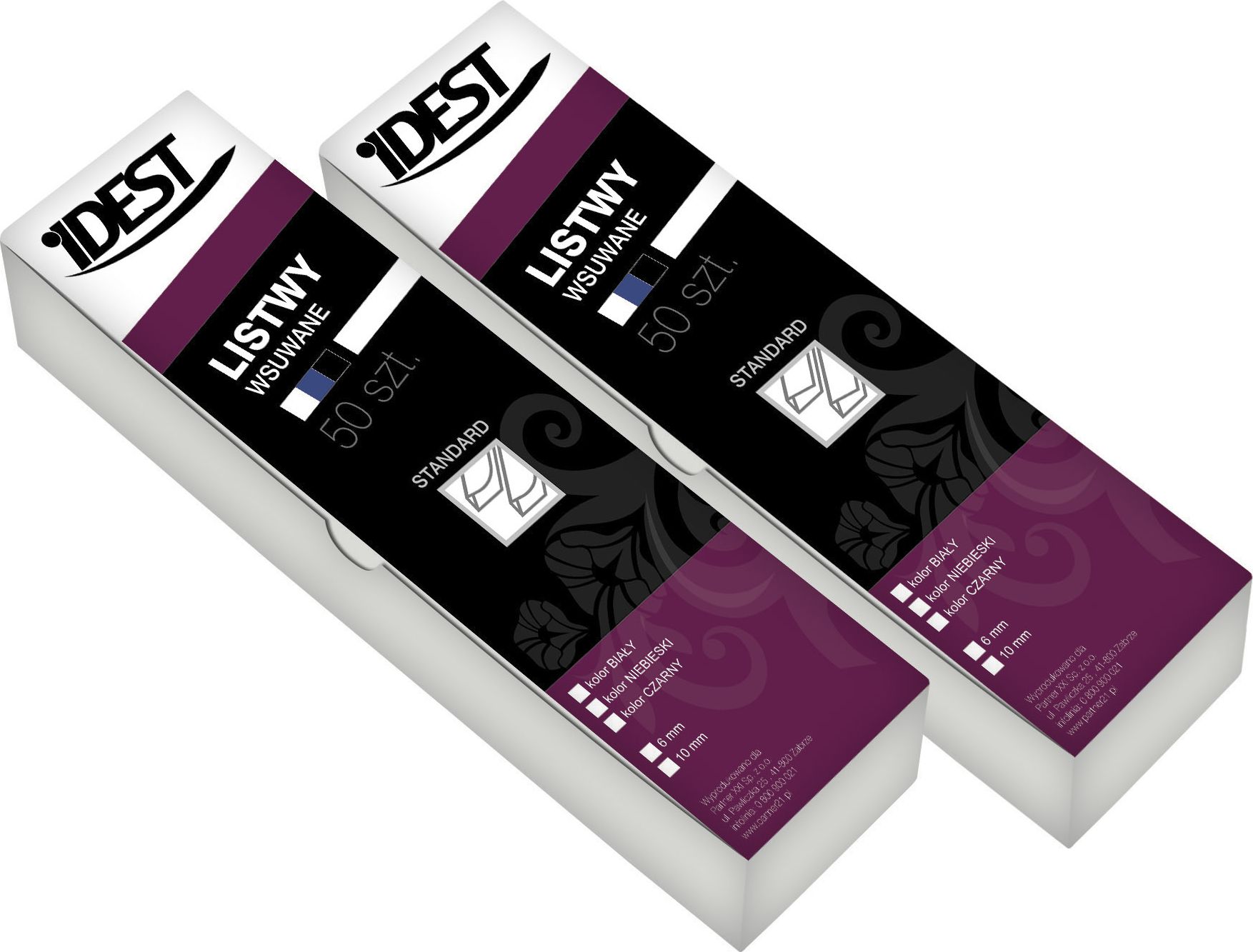 Idest Grzbiety wsuwane standardowe A4 4mm czarny 50szt. (BEGLS016BC2970050A8)