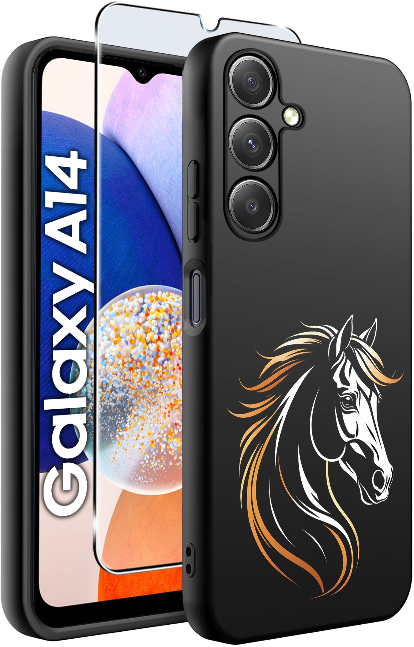 ETUI do Samsung A14 5G WZORY | SILIKONOWE MATT CASE + SZKŁO HARTOWANE 9H