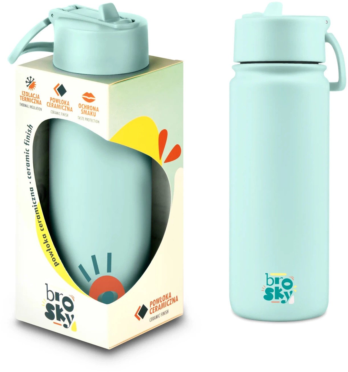 Brosky O. Miętowy bidon na wodę ze słomką 550 ml