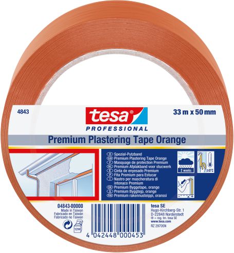Tesa Taśma tynkarska PVC profesjonalna 33m x 50mm pomarańczowy (04843-00000)