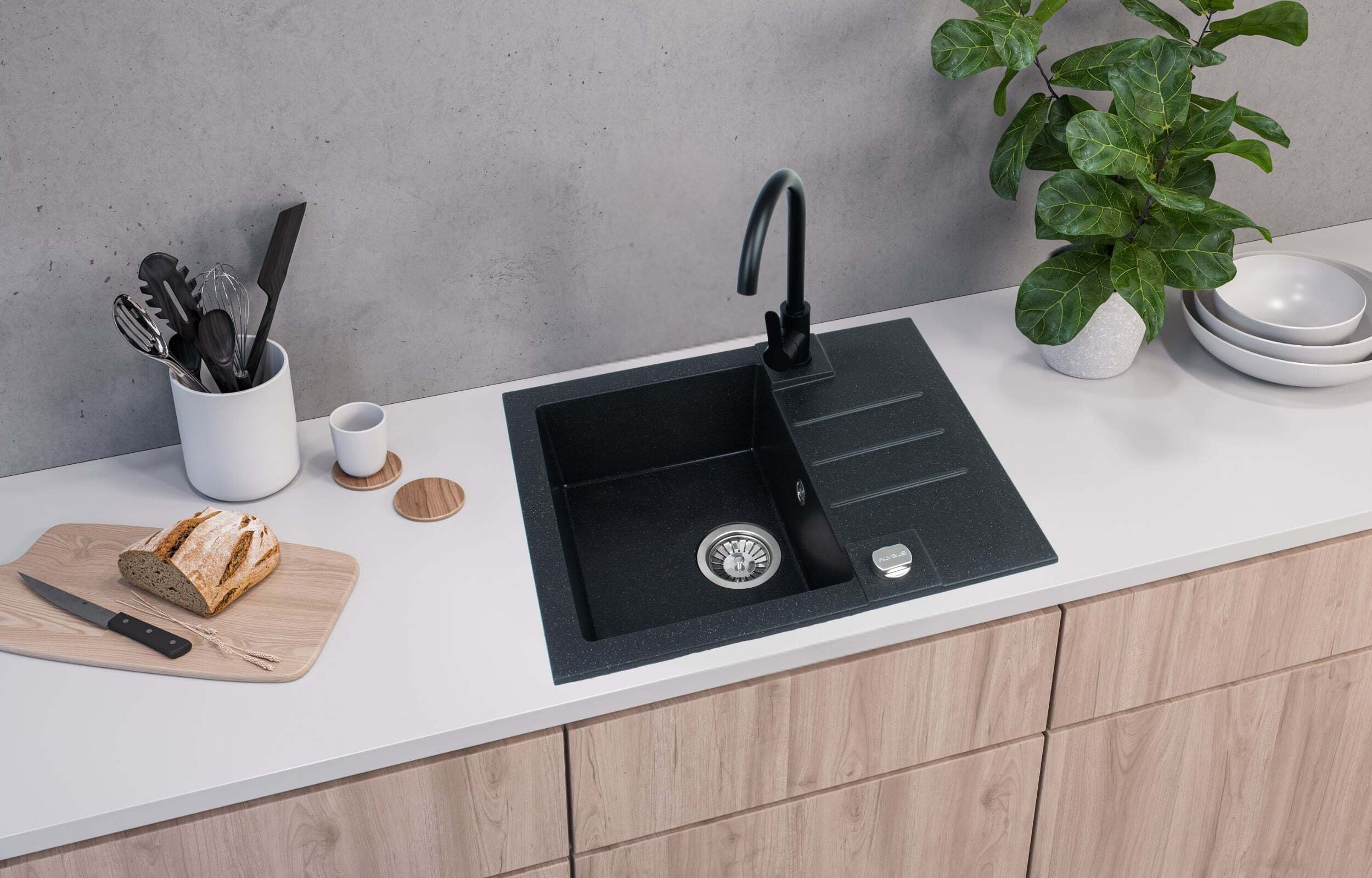 SINK GLAM 20 WITH MIXER TAP BLACK COLOR