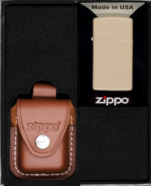 Zestaw ZIPPO Zapalniczka FLAT SAND SLIM Prezentowy No2