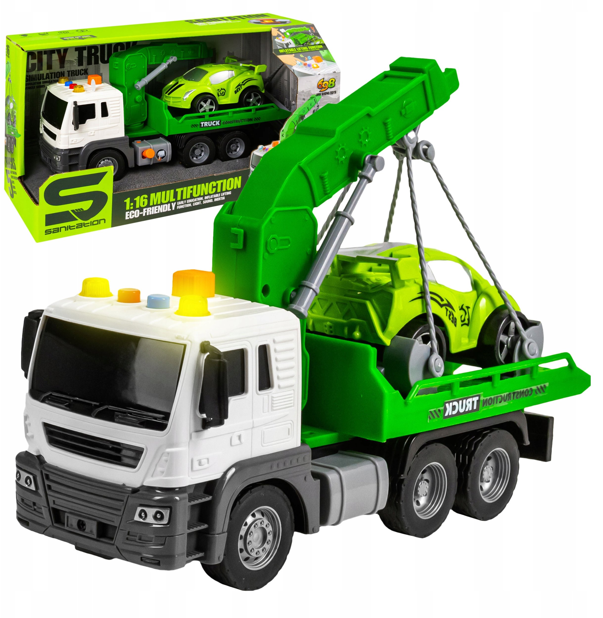 Pomoc Drogowa Dla Dzieci Holownik Autko Ruchoma Naczepa Napęd Dźwięki Led