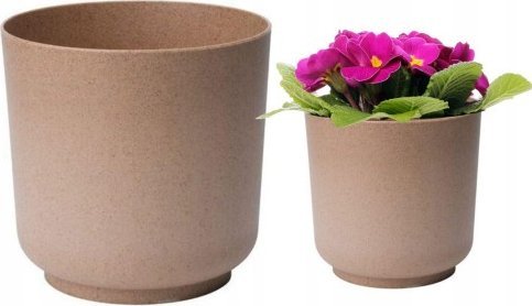 Form-Plastic Osłonka matowa na kwiaty brązowa plastikowa ECO WOOD Satina 15x14,9 cm