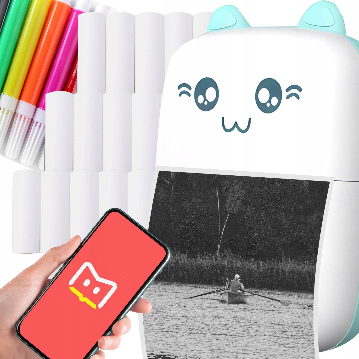 Drukarka etykiet Logit 21 W 1 MINI DRUKARKA PRZENOŚNA BEZPRZEWODOWA NIEBIESKA C28