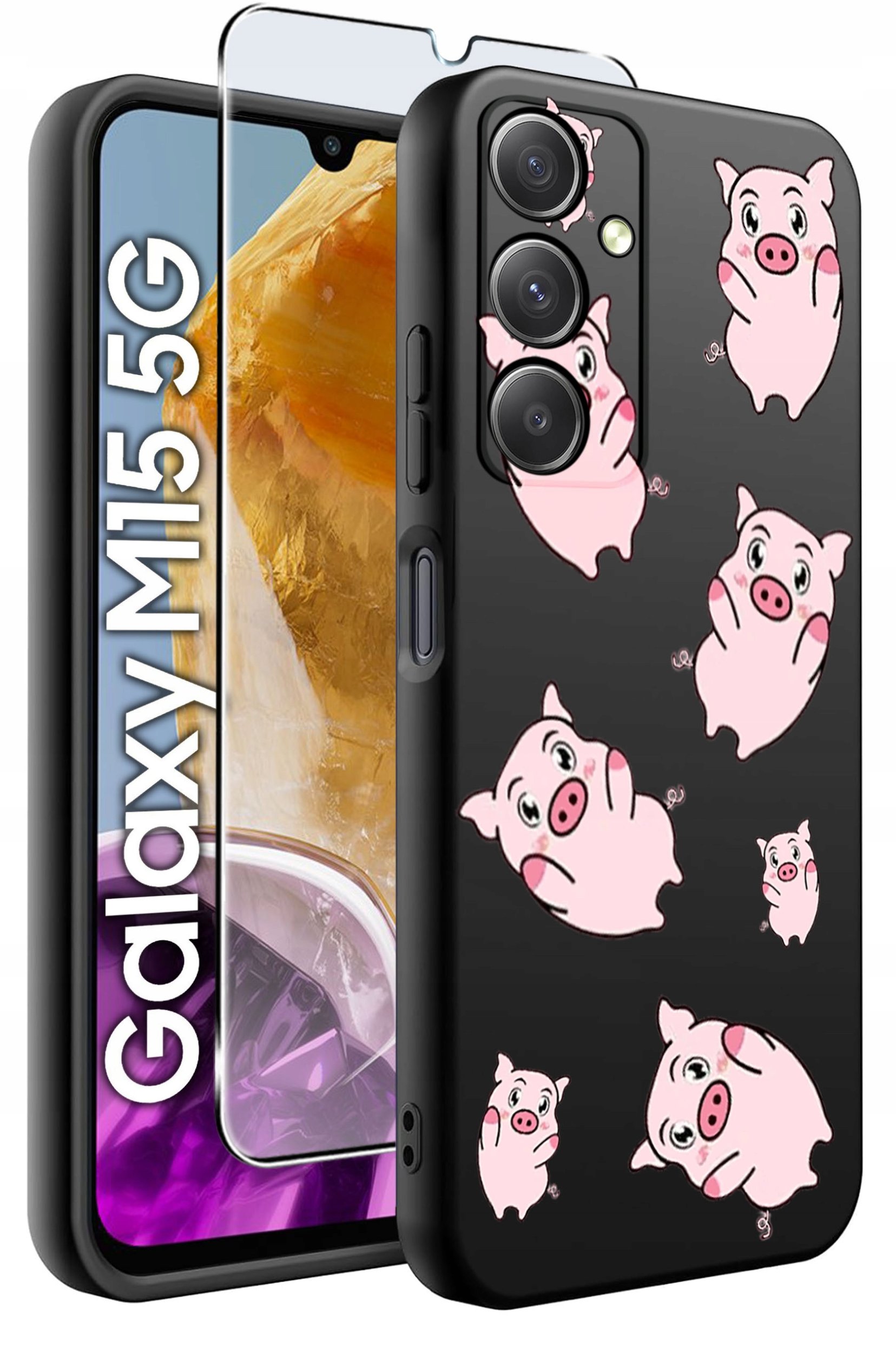 ETUI do Samsung M15 5G WZORY | SILIKONOWE MATT CASE + SZKŁO HARTOWANE 9H