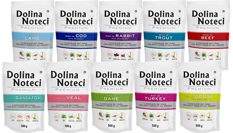 Mokra karma dla psa Dolina Noteci Premium zestaw mix smaków bez kurczaka 10 x 500 g