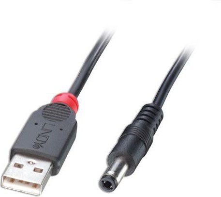 Kabel USB Lindy USB-A - DC 5.5 mm 1.5 m Czarny (70267)