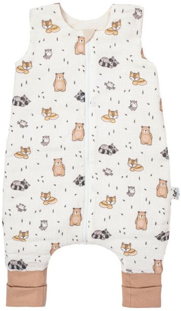 Śpiworek do spania dla dziecka letni, muślinowy ze skarpetkami 0.5 TOG od 2 do 4 lat - Zwierzątka Leśne