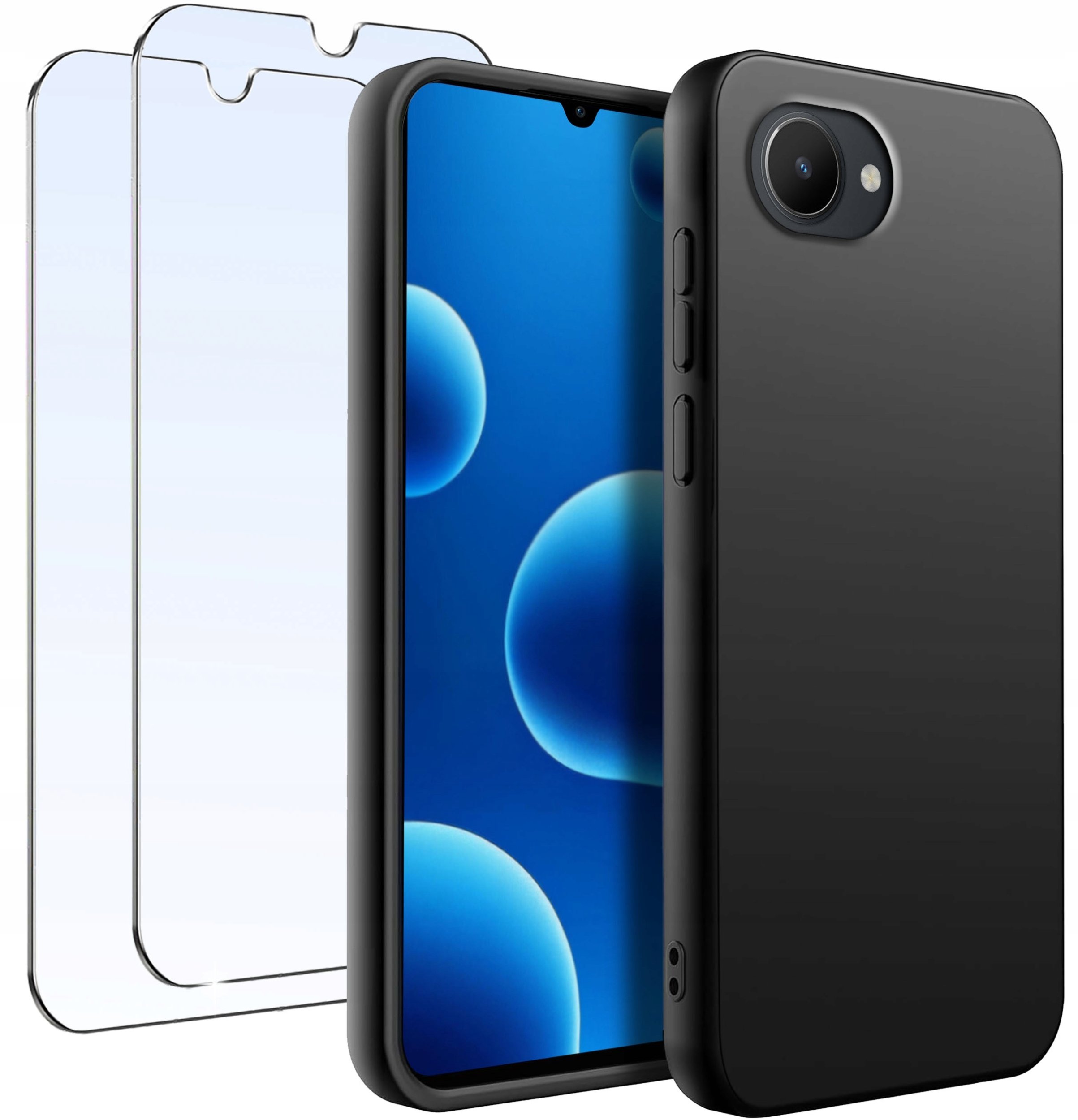 ZESTAW Etui do Realme C30 Matowe Silikon Slim + 2 SZTUKI SZKŁO