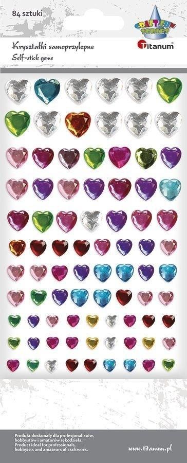 Titanum Kryształki samoprzylepne serca mix 84szt