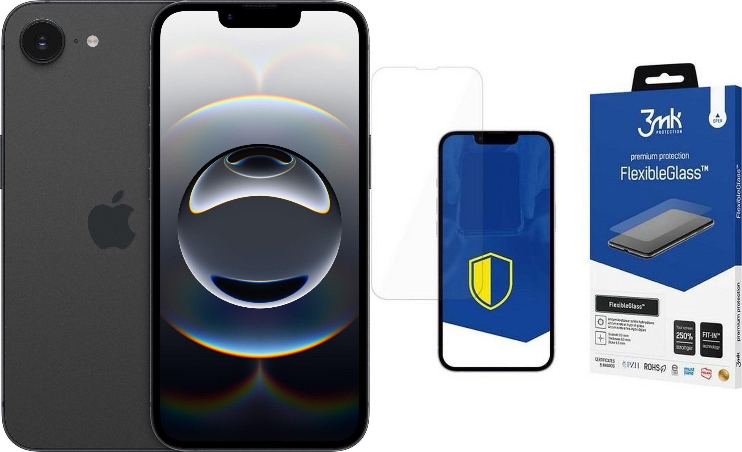 Smartfon Apple iPhone 16e 5G 8/256GB Czarny (MD1T4) + FlexibleGlass